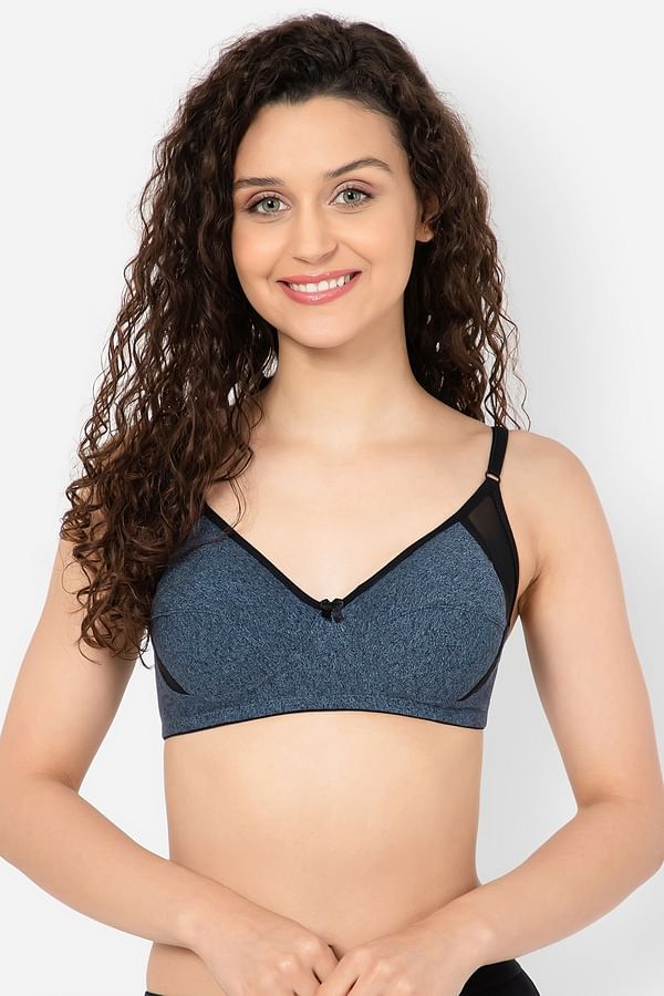 Buy Non Padded Non Wired Full Cup Bra In Dark Grey Melange Cotton Online India Best Prices 6726