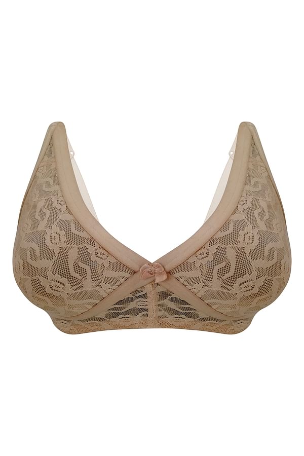 Buy Non Padded Non Wired Full Cup Bridal Bra In Nude Colour Lace Online India Best Prices 