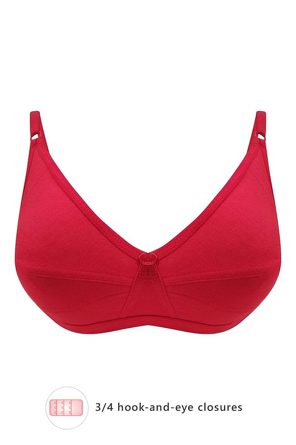 Buy Non Padded Non Wired Full Cup Bra In Red Cotton Online India Best Prices Cod Clovia 