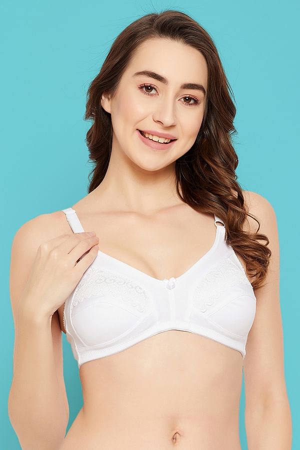 Buy Non-Padded Non-Wired Full Cup Bra In White - Cotton Rich