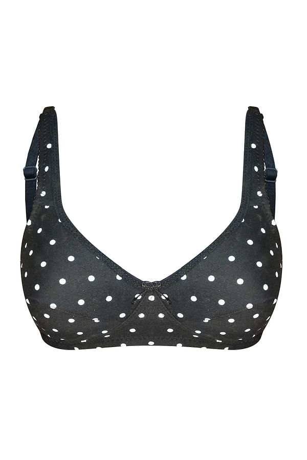 Buy Non Padded Non Wired Full Cup Polka Dot Bra In Black Cotton Online India Best Prices Cod 