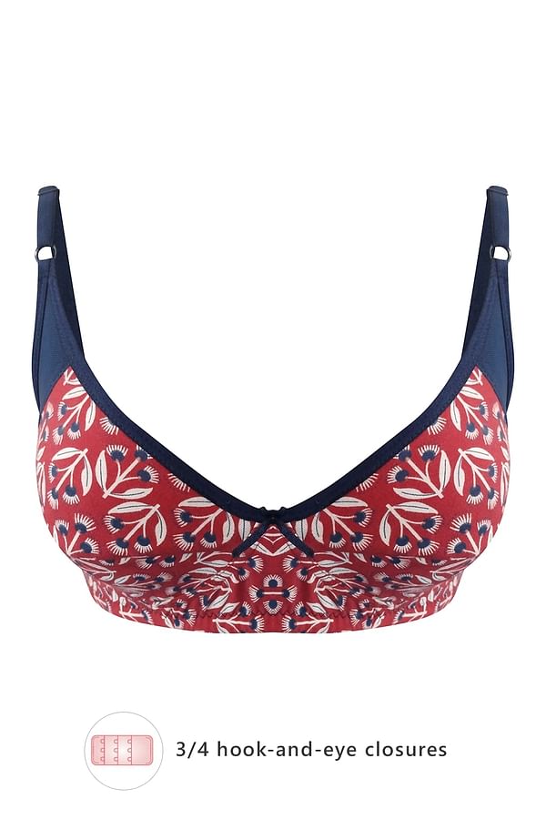 Buy Non Padded Non Wired Full Cup Printed Bra In Red Cotton Online India Best Prices Cod 6750