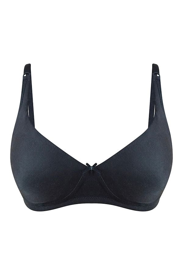 Buy Non-Padded Non-Wired Full Cup T-shirt Bra in Black - Cotton Rich ...