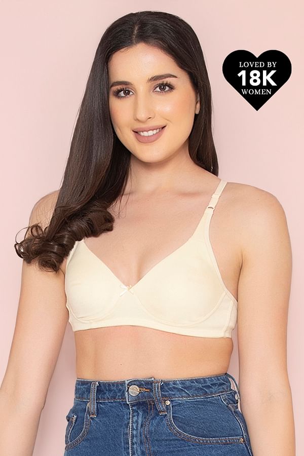 Buy Non Padded Non Wired Full Cup T Shirt Bra In Nude Colour Cotton Rich Online India Best 