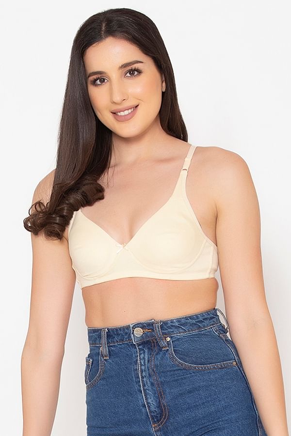 Buy Non Padded Non Wired Full Cup T Shirt Bra In Nude Colour Cotton Rich Online India Best 