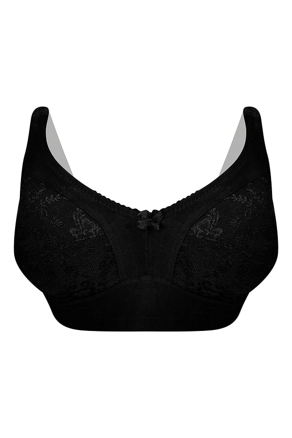 Buy Non Padded Non Wired Full Figure Bra In Black Cotton Online India Best Prices Cod 4196