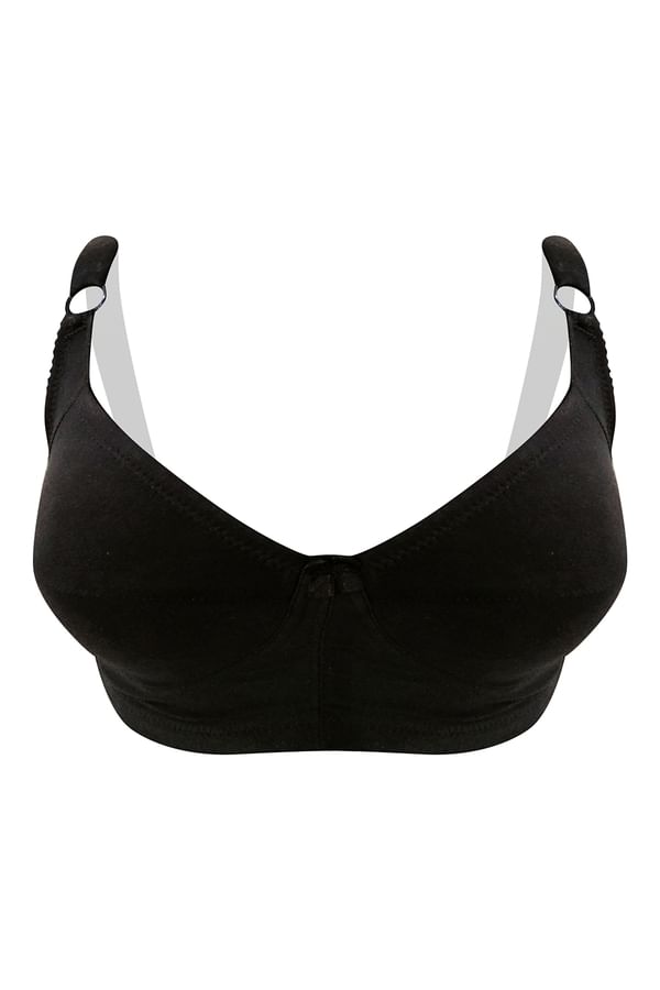 Buy NonPadded NonWired Full Figure Plus Size Bra in Black Cotton