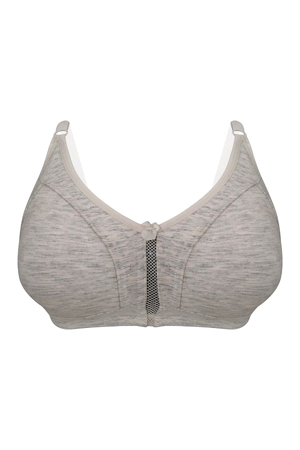 Buy Non-Wired Lightly Padded Spacer Cup Bra in Grey Melange - Cotton ...