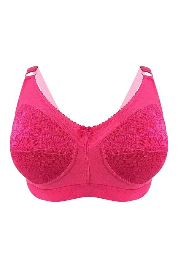 Buy NonPadded NonWired Full Figure Bra in Magenta Cotton Online