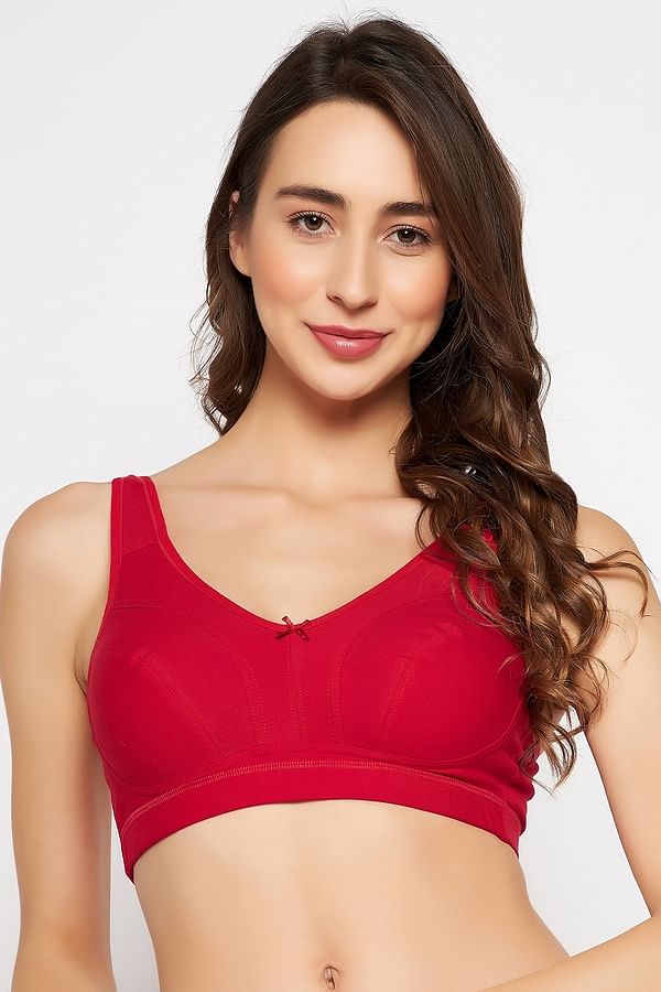 Buy Non Padded Non Wired Full Figure Bra In Red Cotton Online India Best Prices Cod Clovia 0070