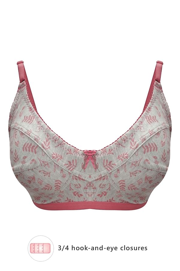 Buy Non Padded Non Wired Printed Full Figure Bra In Grey Cotton Rich Online India Best Prices 1570