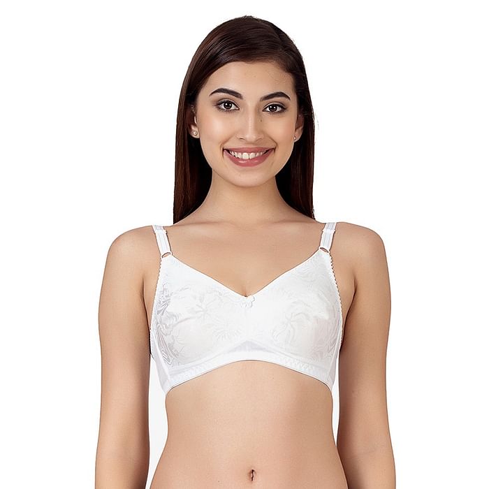 

Clovia Non-Padded Non-Wired Self-Design Plus Size T-shirt Bra With Matching PN1675R18 - BR1123R18, White
