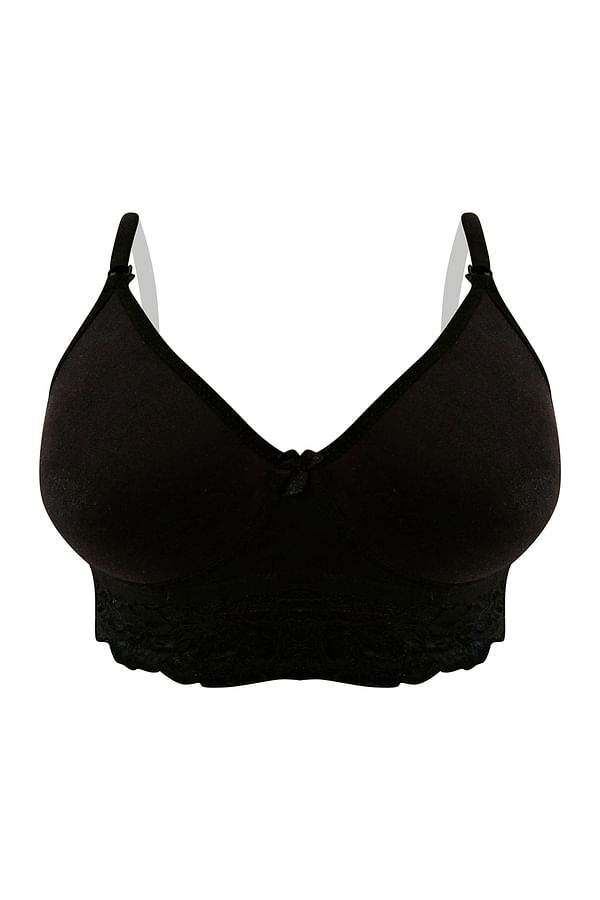 Buy Flair Non-Wired Lightly Padded Spacer Cup Bralette in Black ...