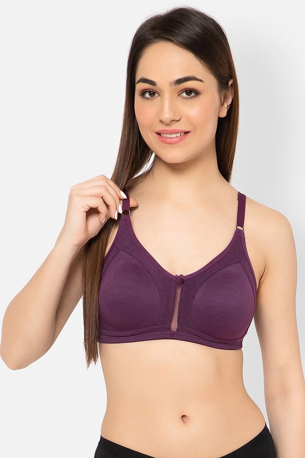 Buy Non Padded Non Wired Spacer Cup Full Figure Bra In Plum Colour Cotton Online India Best 1001