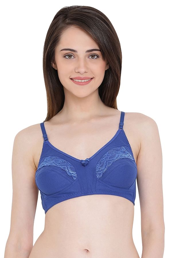 Buy Non-Padded Non-Wired Plus Size Bra in Blue - Lace Online India, Best  Prices, COD - Clovia - BR2352P08