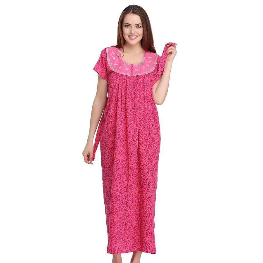 Buy Cotton Rich Printed Nighty with Waistbelt Online India, Best Prices ...