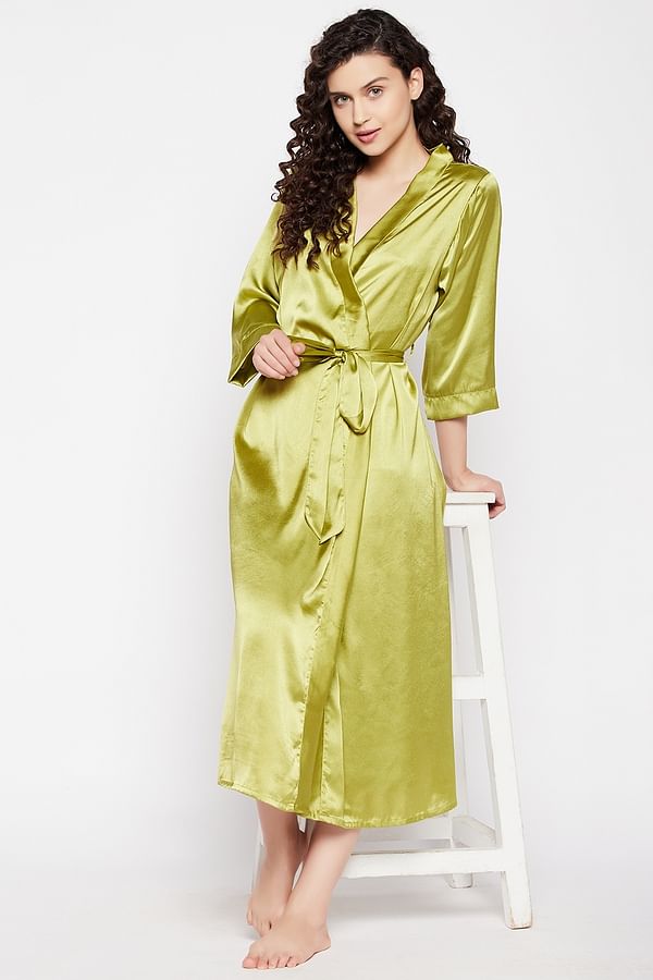 Buy Chic Basic Robe in Lime Green - Satin Online India, Best Prices ...