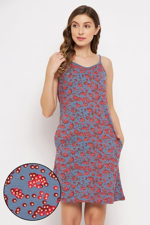 Buy Print Me Pretty Short Night Dress in Yale Blue - 100% Cotton Online ...