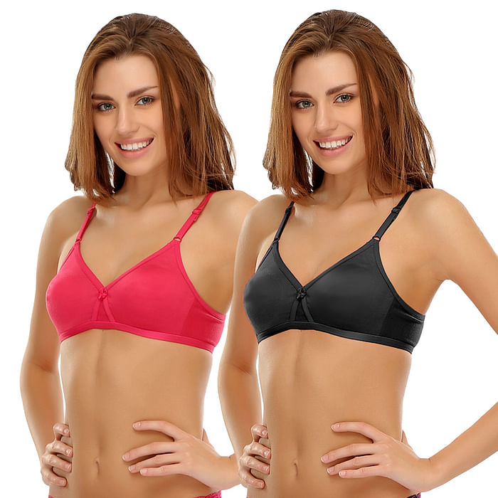 

Clovia Pack Of 2 Bra In Pink And Black - BR0242P10, Assorted
