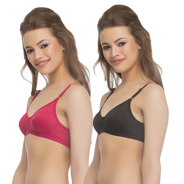 

Clovia Pack Of 2 Bra In Pink And Black - BR0241P10, Assorted