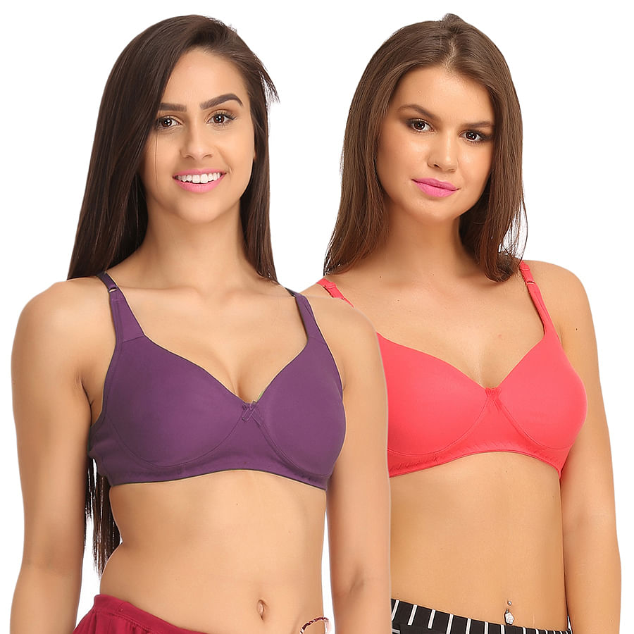 Buy Pack Of 2 Cotton Non Padded Full Cup Bra Multicolor Online India Best Prices Cod Clovia