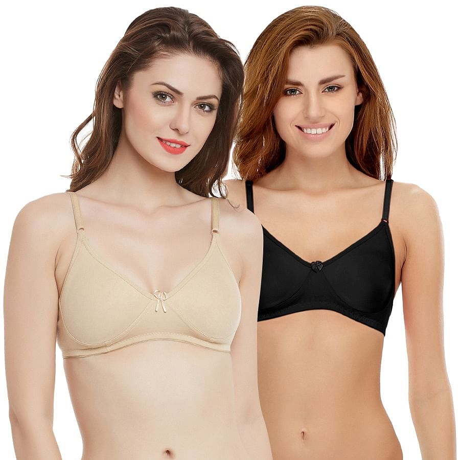 Buy Non-Padded Non-Wired Full Figure Bra in Beige- Cotton & Lace Online  India, Best Prices, COD - Clovia - BR2132P24