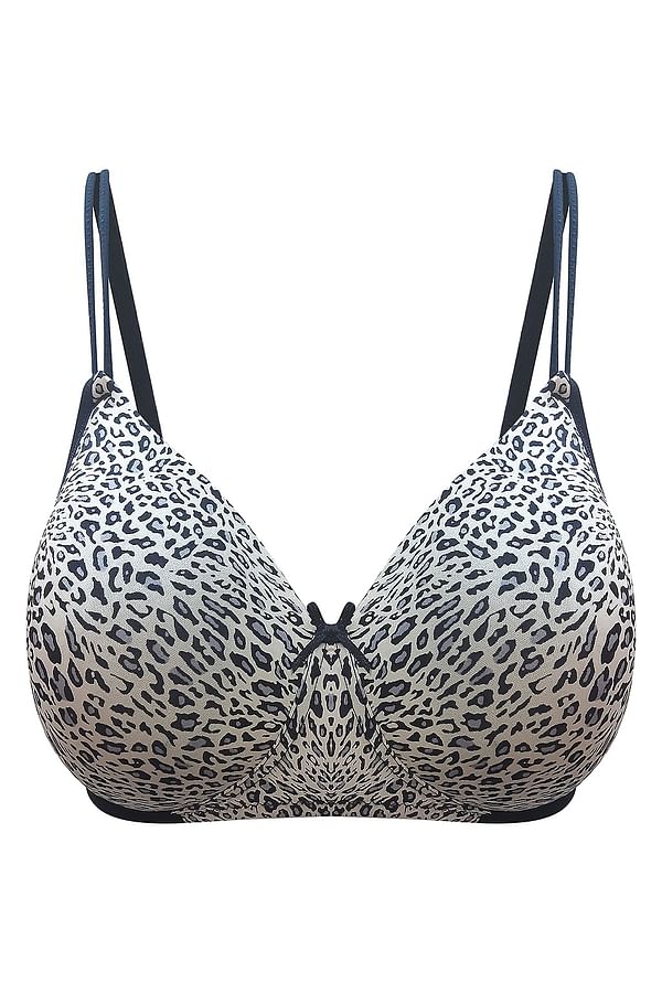 Buy Padded Non-Wired Full Coverage Animal Print T-shirt Bra In Black ...