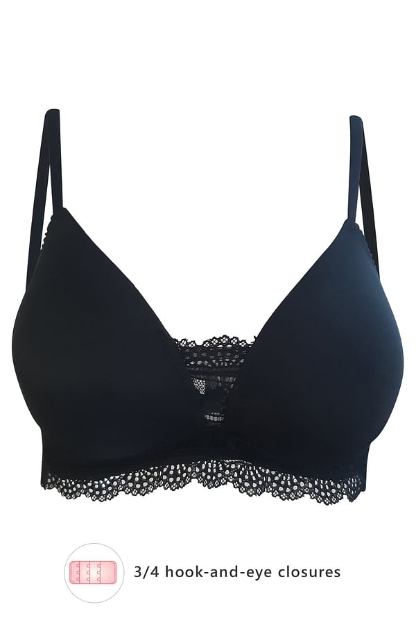 Buy Padded Non-Wired Bridal Bra in Black - Lace Online India, Best ...