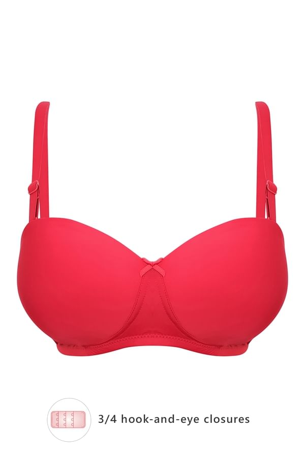 Buy Padded NonWired Demi Cup Multiway Bra in Red Online