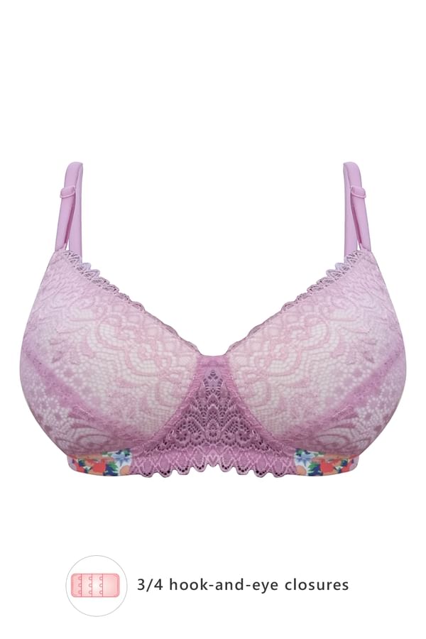 Buy Padded NonWired Demi Cup Multiway Bra in Baby Pink Lace Online