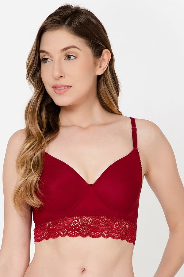 Buy Padded Non Wired Full Cup Multiway Bralette In Maroon Lace Online India Best Prices Cod 3632