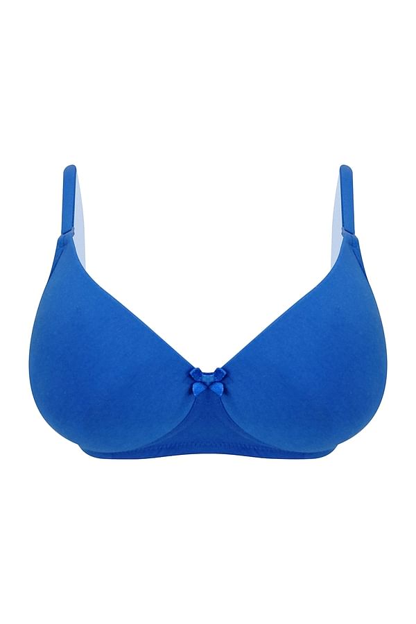 Buy Padded Non Wired Demi Cup Multiway T Shirt Bra In Cerulean Blue Cotton Online India Best 