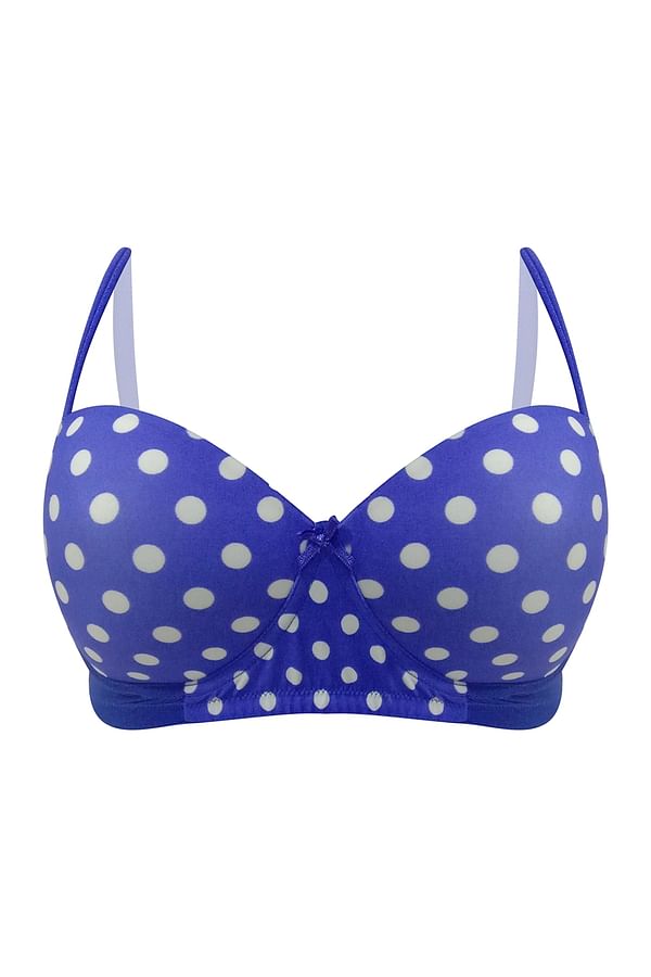 Buy Padded Non Wired Demi Cup Polka Dot Print Multiway Balconette Bra