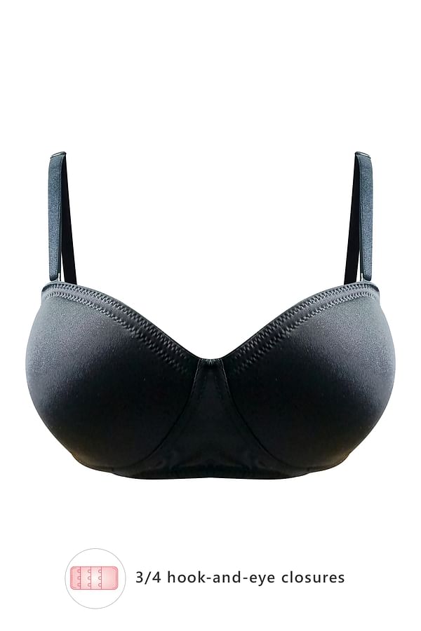 Buy Padded Non-Wired Demi Cup Strapless T-shirt Bra in Black in ...