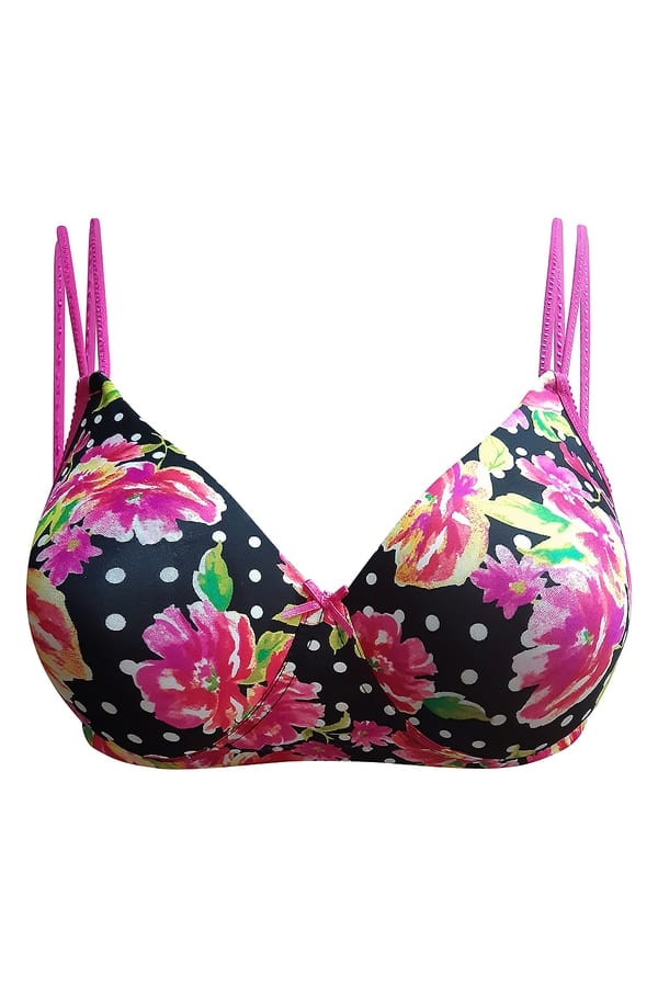 Buy Padded NonWired Full Coverage Floral & Polka Print TShirt Bra