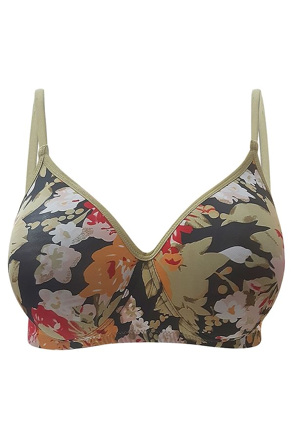 Buy Padded Non-Wired Full Coverage Floral Print T-Shirt Bra Online ...