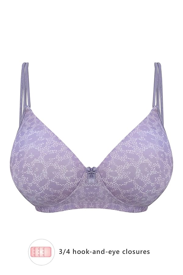 Buy Padded Non Wired Full Coverage Printed T Shirt Bra In Lilac Online India Best Prices Cod 3039