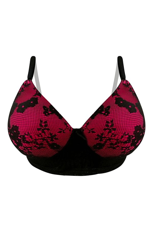 Buy Padded Non Wired Full Cup Bra In Magenta Lace Online India Best Prices Cod Clovia 