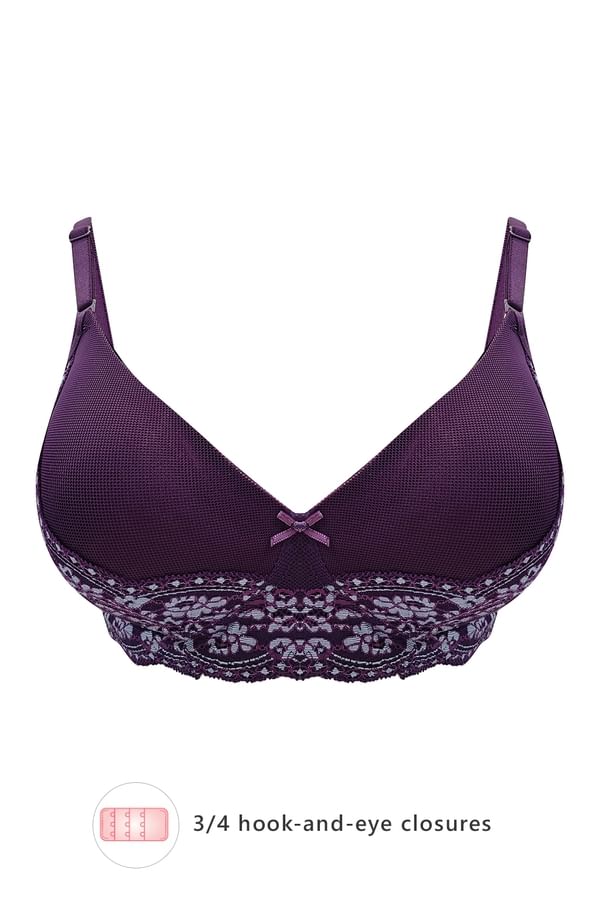 Buy Padded NonWired Full Cup Multiway Bra in Dark Purple Lace Online