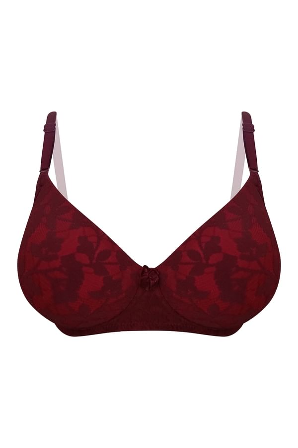 Buy Padded NonWired Full Cup Multiway Bra in Maroon Lace Online