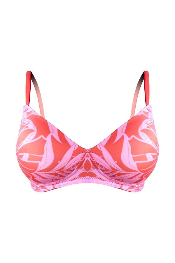 Buy Padded Non-Wired Full Cup Printed Multiway T-shirt Bra in Pink ...