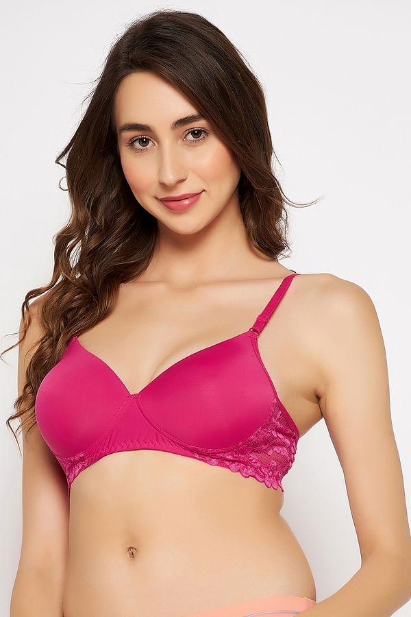 Buy Padded Non Wired Full Cup T Shirt Bra In Hot Pink Online India Best Prices Cod Clovia 4591