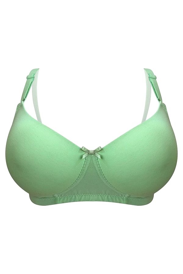 Buy Padded Non-Wired Full Cup T-shirt Bra in Mint Green - Cotton Online ...