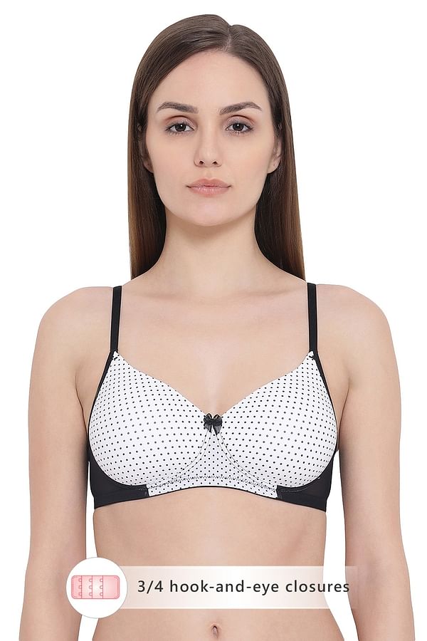 Buy Padded Non Wired Polka Print Full Cup T Shirt Bra In White Online India Best Prices Cod 