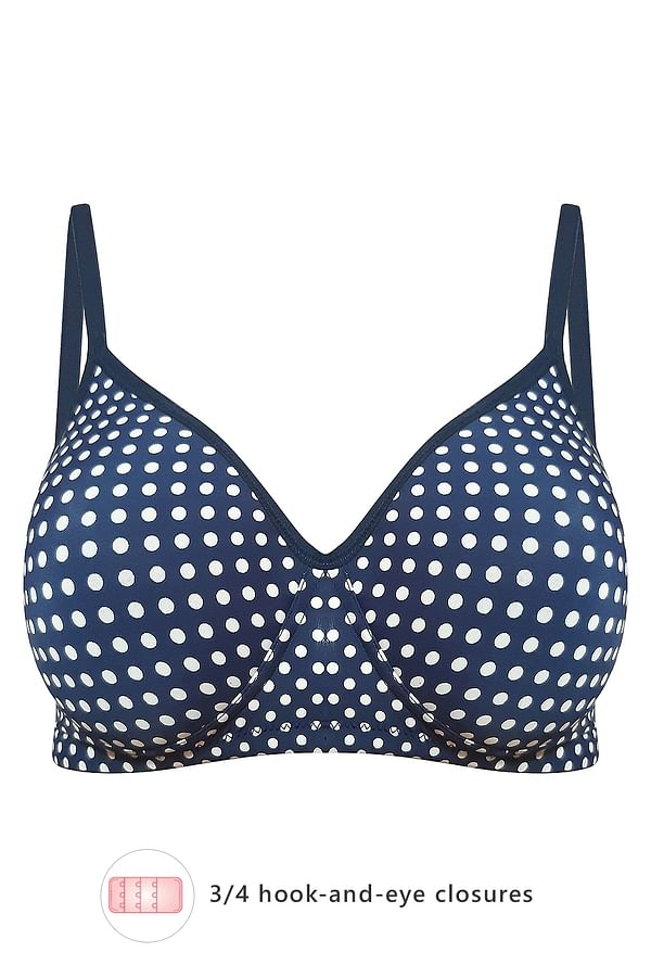 Buy Padded Non Wired Full Coverage Polka Print T Shirt Bra Online India Best Prices Cod 