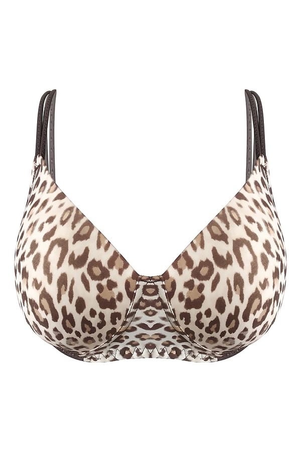 Buy Padded Non-Wired Full Coverage Animal Print T-Shirt Bra with Lace ...