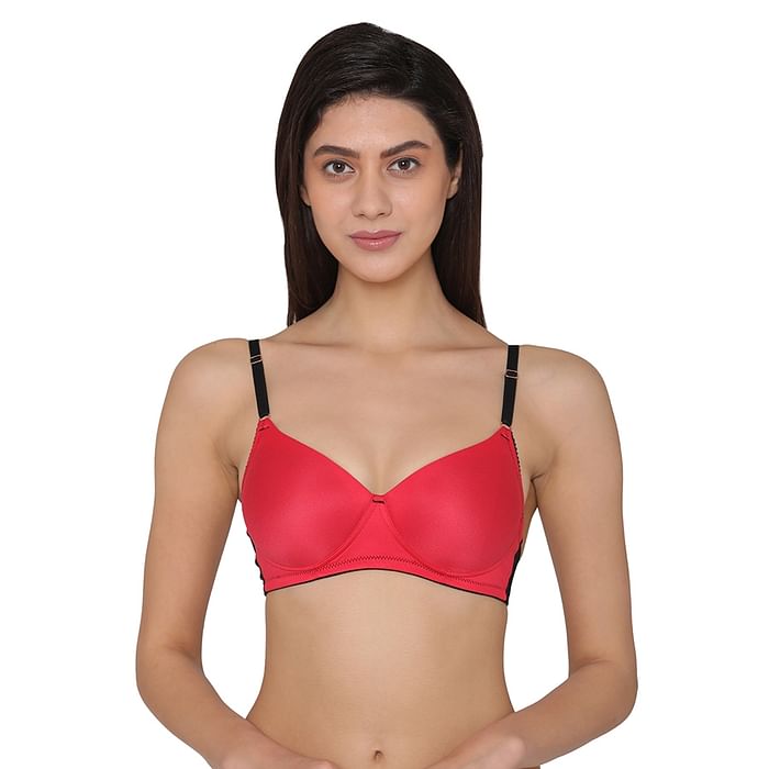 

Clovia Padded Non-Wired T-shirt Bra With Matching PN2874R04 - BR1746R04, Red