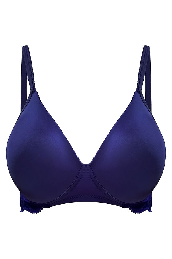 Buy Padded Non-Wired T-Shirt Bra with Lace Wings In Purple Online India ...