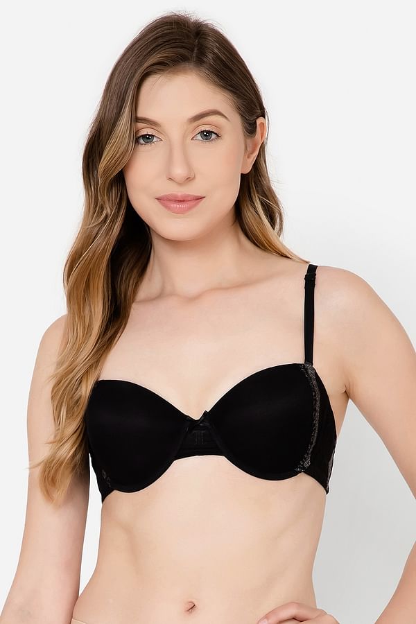 Buy Padded Underwired Demi Cup Strapless Balconette Bra In Black Online India Best Prices Cod 1526