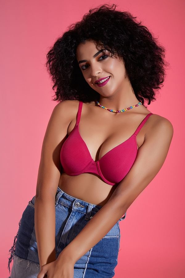 Buy Padded Underwired Demi Cup T-shirt Bra in Baby Pink with Balconette  Style Online India, Best Prices, COD - Clovia - BR2349R22